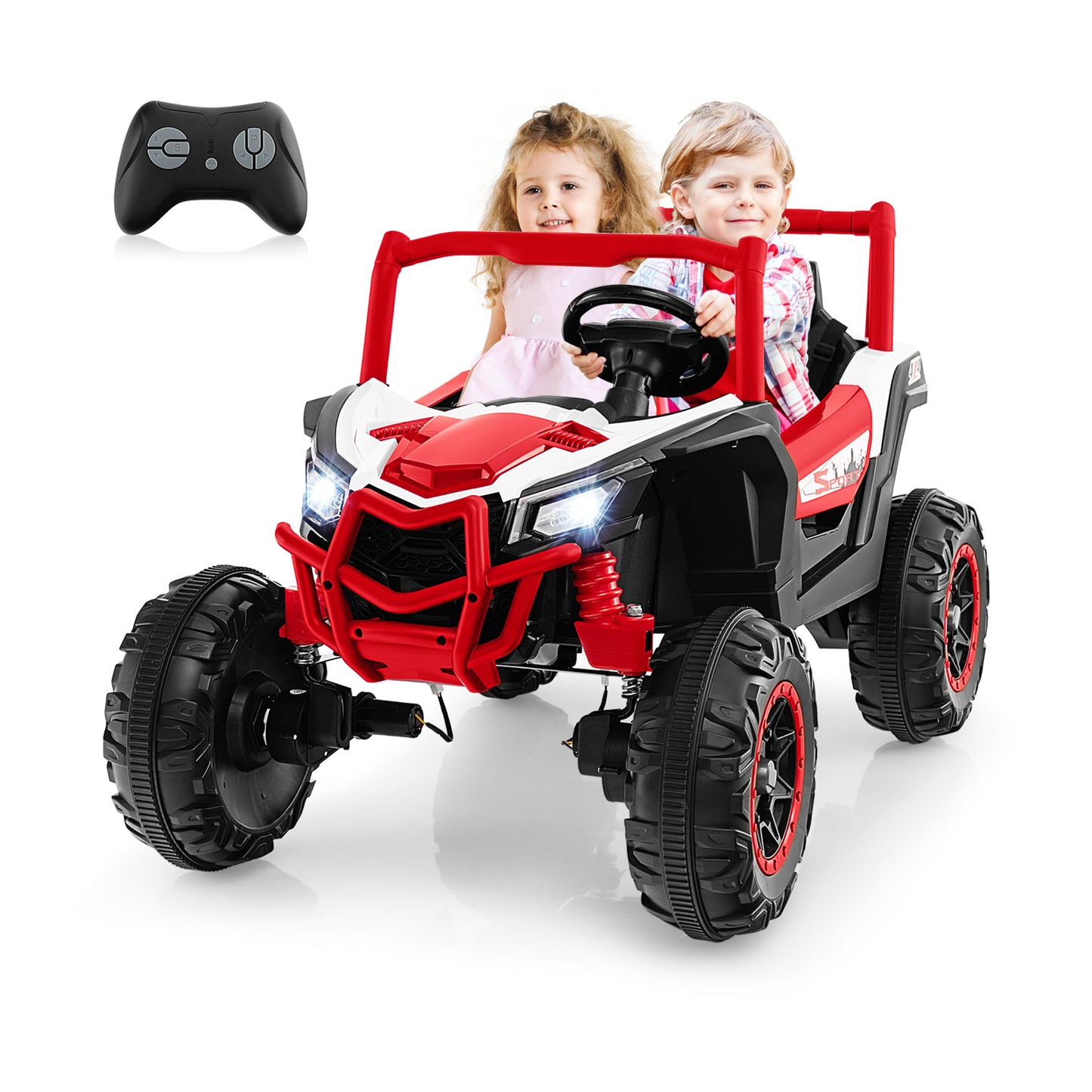 24V Kids Ride on UTV with 4 x 100W Powerful Engin and Remote Control-Black
