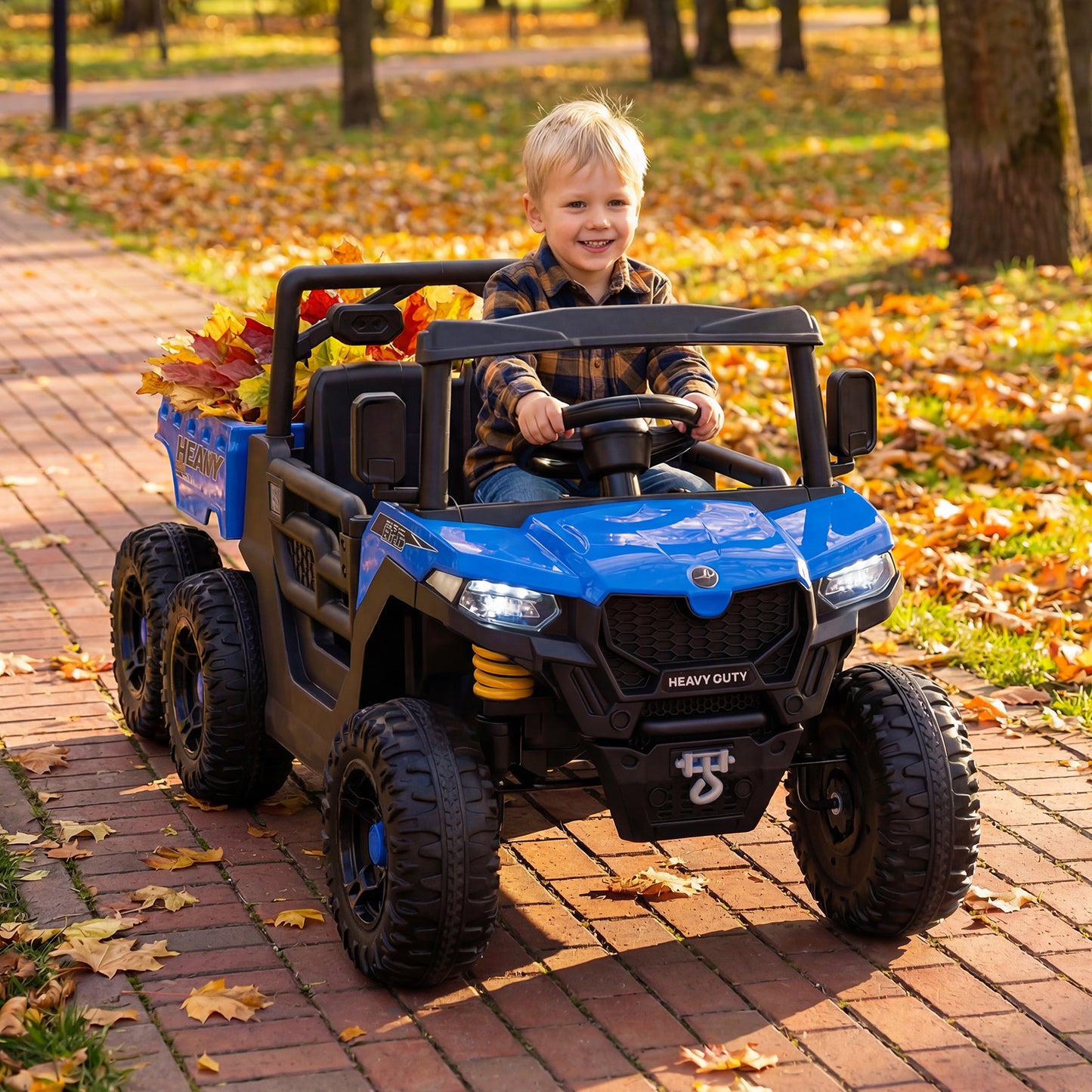 24V Ride on Dump Truck with Electric Dump Bed 4WD with Remote and Music-Black