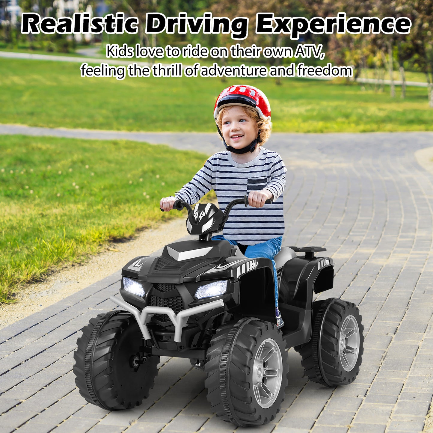 24V Ride-On ATV Toy Car with LED Lights and Wireless Connection-Purple