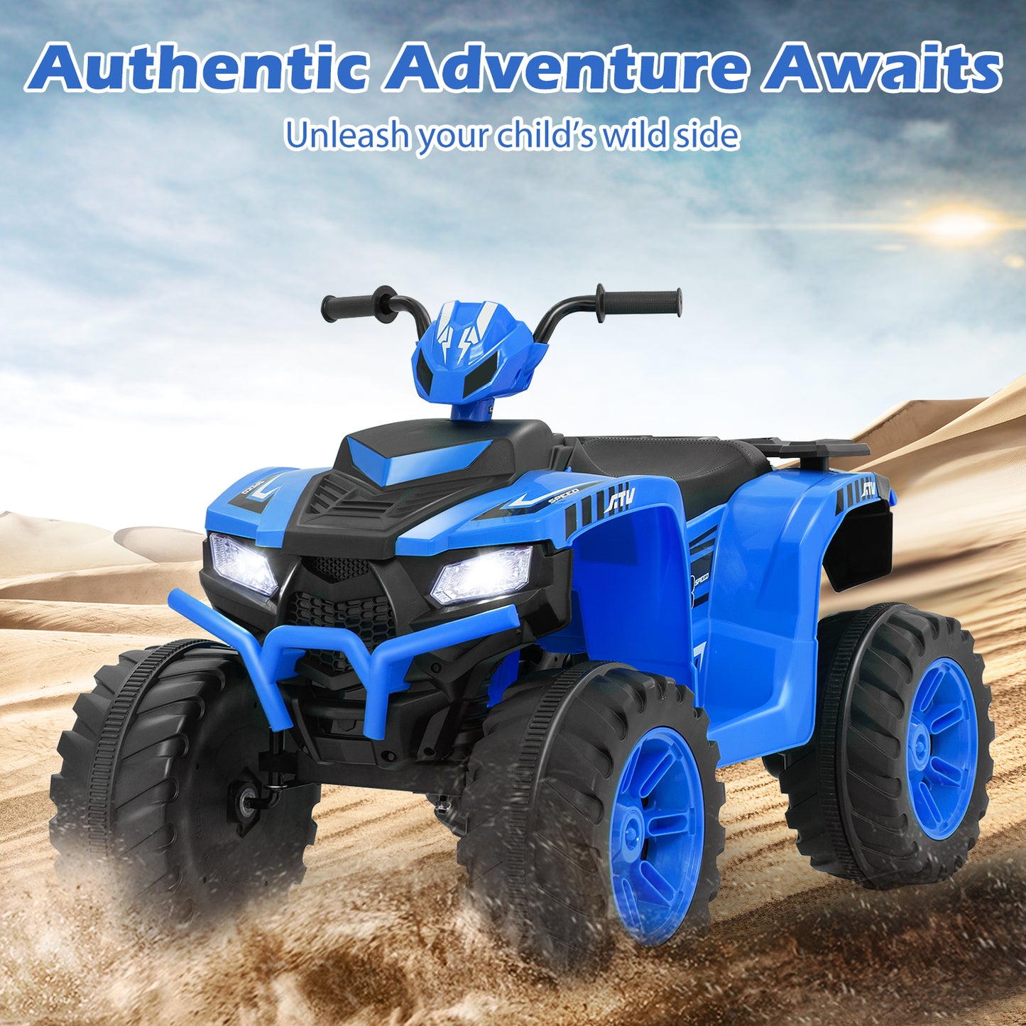 24V Ride-On ATV Toy Car with LED Lights and Wireless Connection-Purple