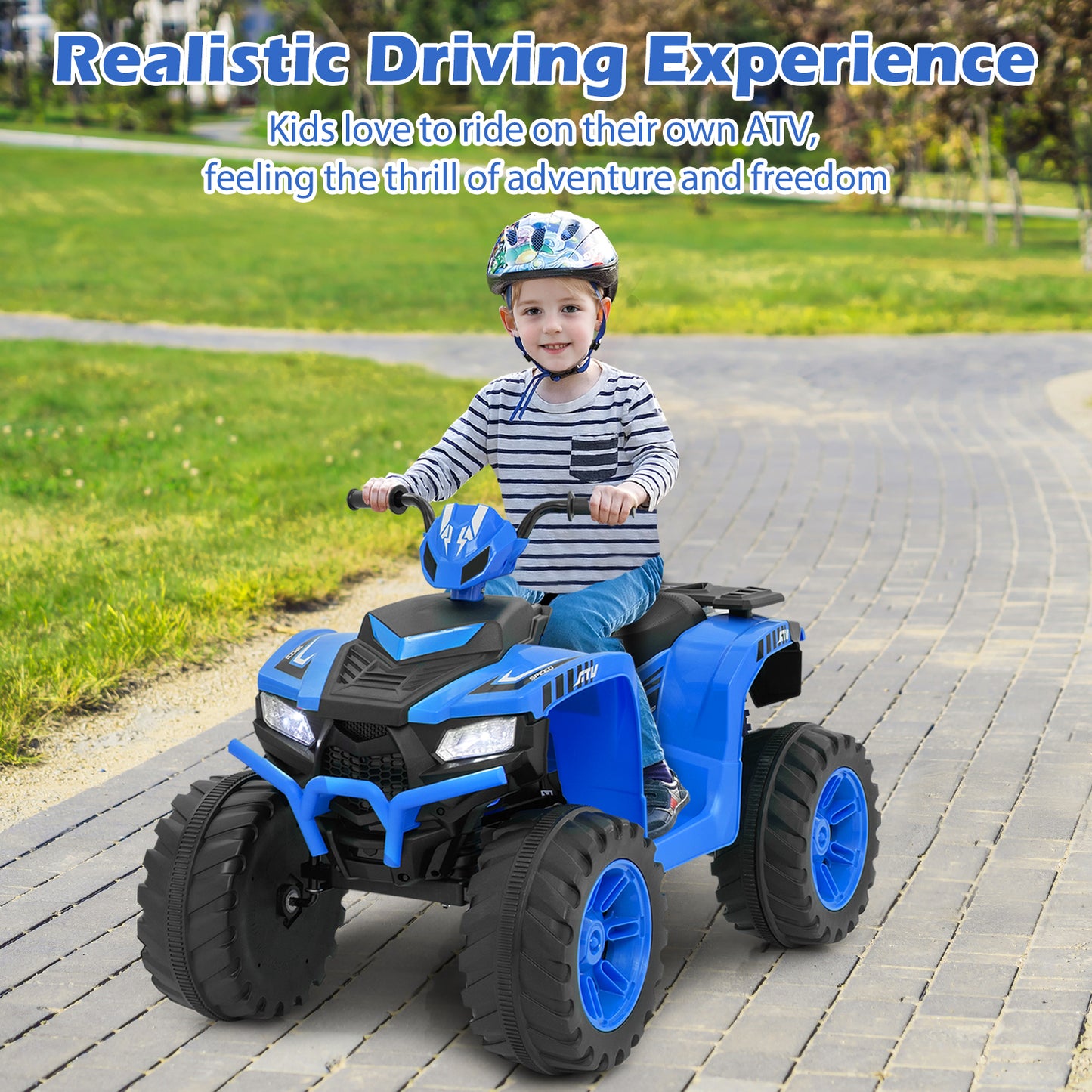 24V Ride-On ATV Toy Car with LED Lights and Wireless Connection-Purple