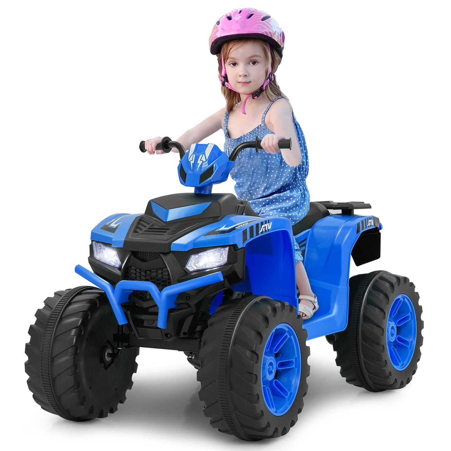 24V Ride-On ATV Toy Car with LED Lights and Wireless Connection-Purple