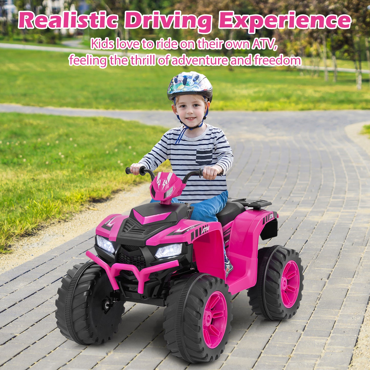 24V Ride-On ATV Toy Car with LED Lights and Wireless Connection-Purple