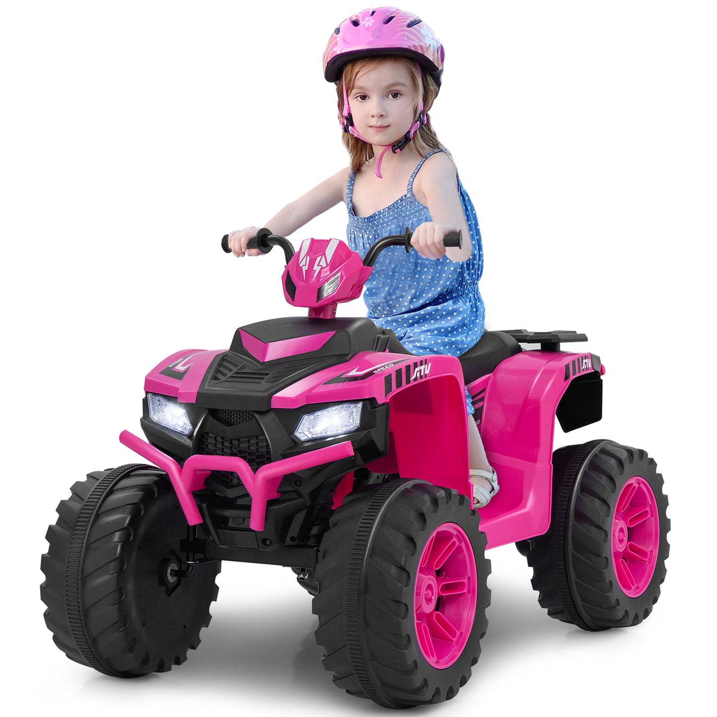 24V Ride-On ATV Toy Car with LED Lights and Wireless Connection-Purple