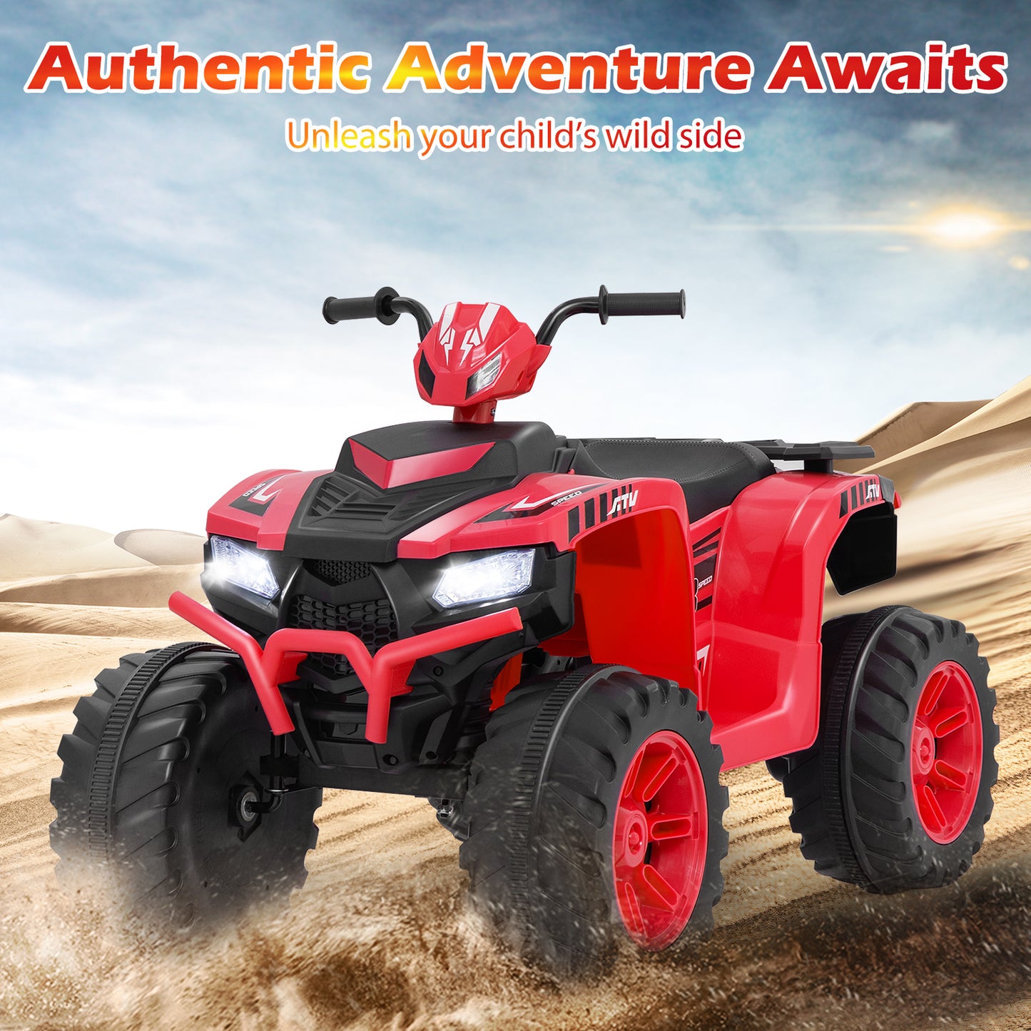 24V Ride-On ATV Toy Car with LED Lights and Wireless Connection-Purple