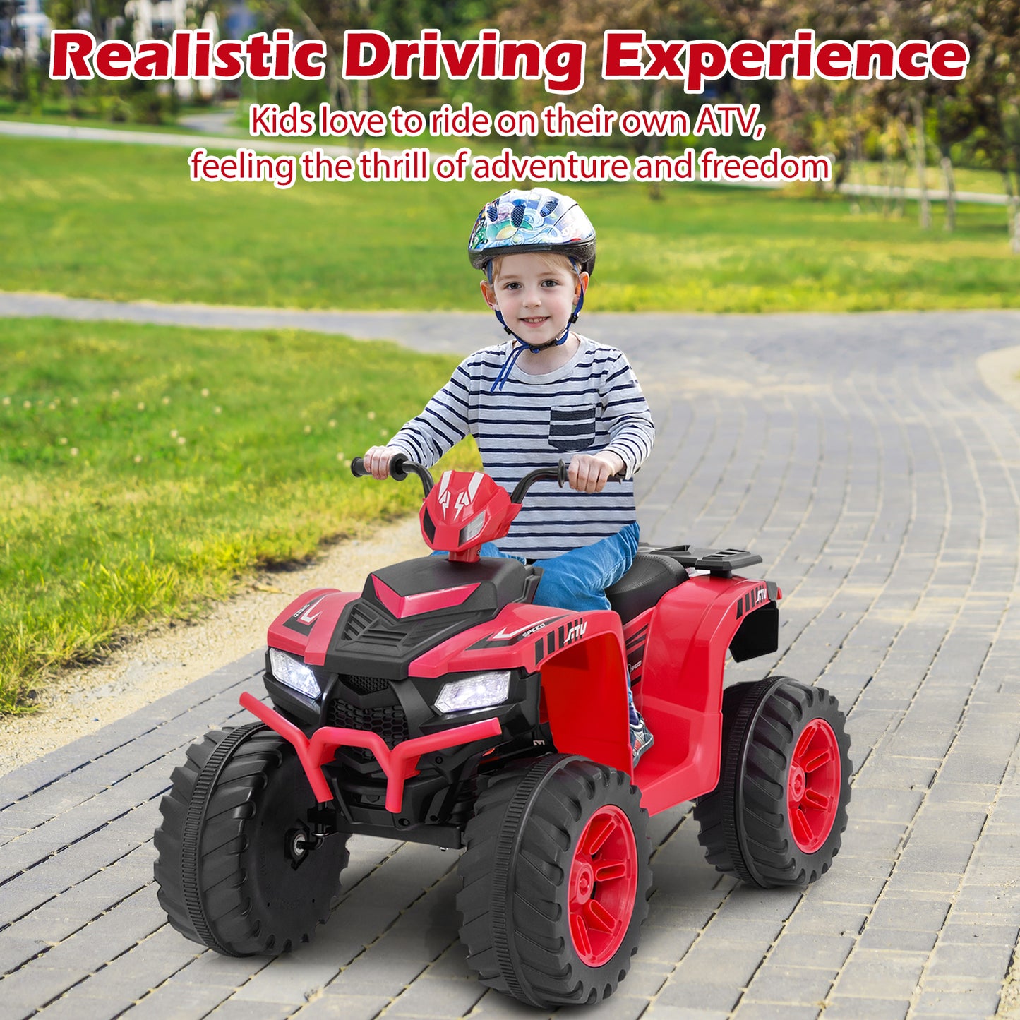 24V Ride-On ATV Toy Car with LED Lights and Wireless Connection-Purple