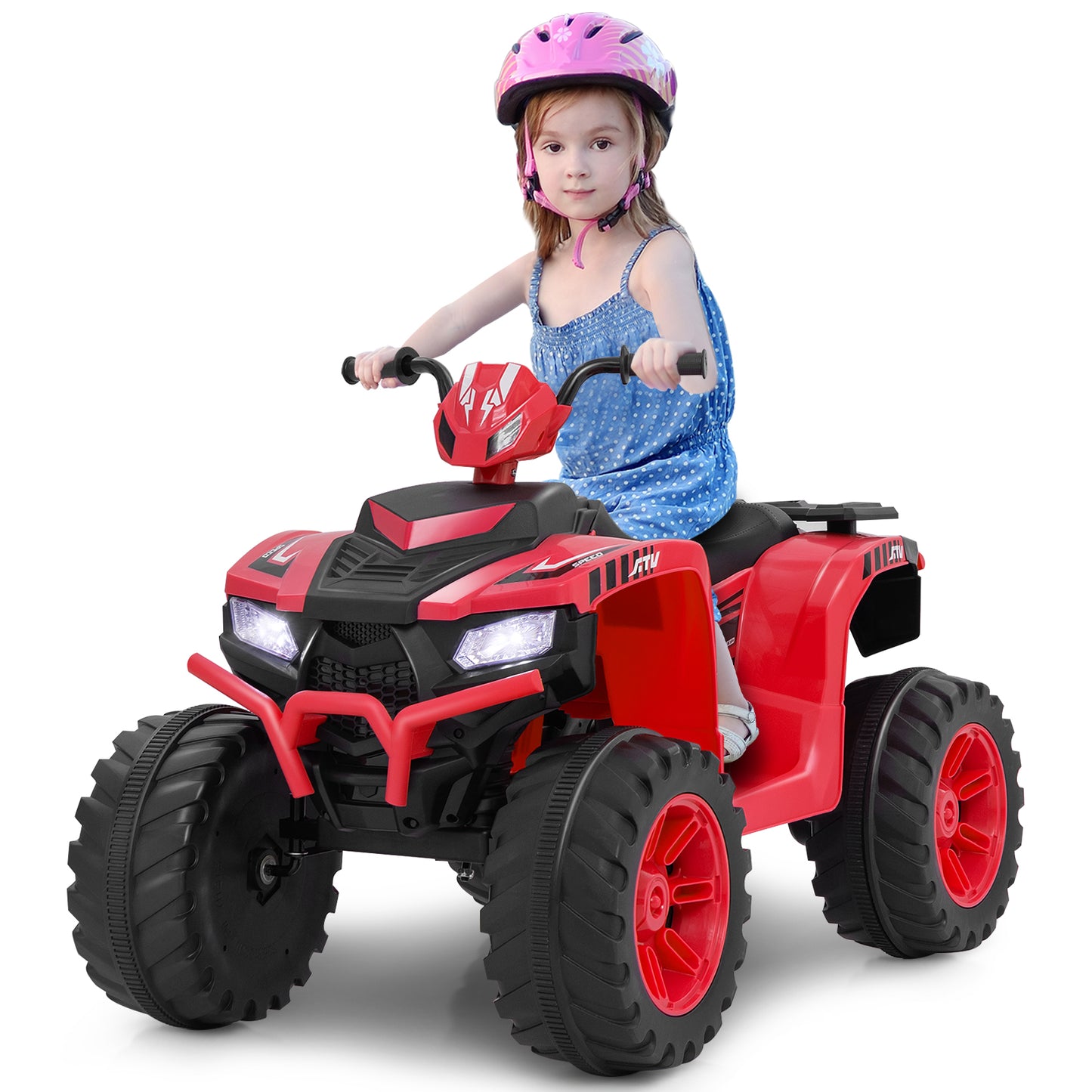 24V Ride-On ATV Toy Car with LED Lights and Wireless Connection-Purple