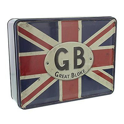Novelty storage box Union Jack Tin With Quotes Gift For Him