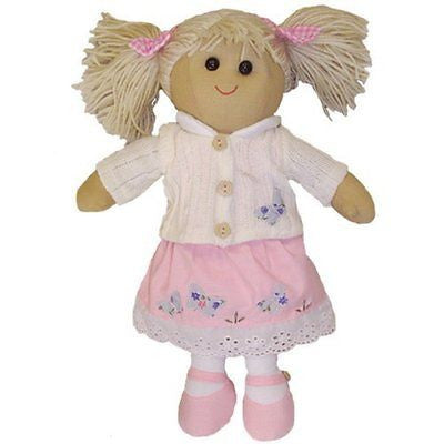 Rag Doll with Pink Dress & White Cardigan - Handmade - Medium 40cms - Powell Cra
