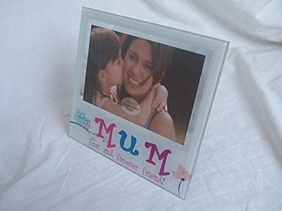 "Mum First and Forever Friend" Sentimental White Glass 5.5" x 3.5" (14x9cm) Phot