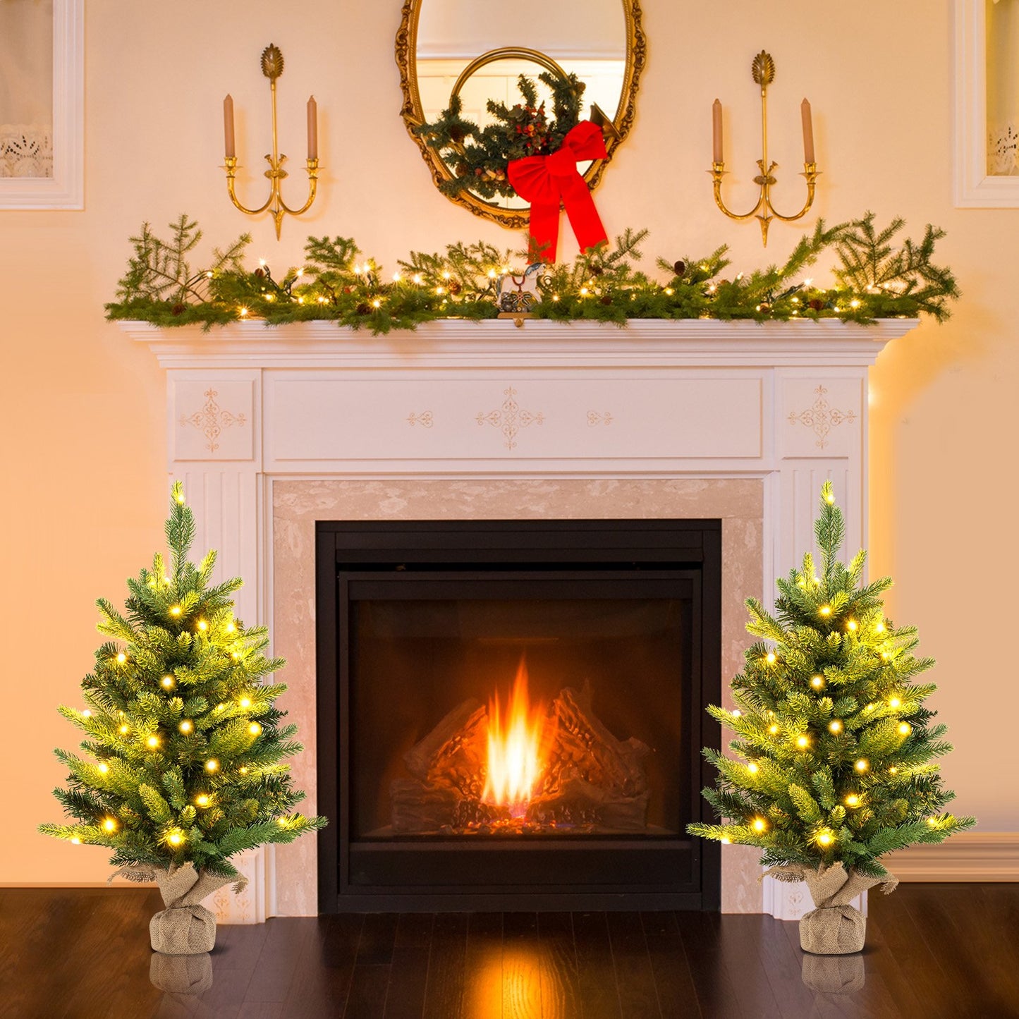 24 Inch Artificial Xmas Tree Tabletop Christmas Tree with 234 PE PVC Branch Tips