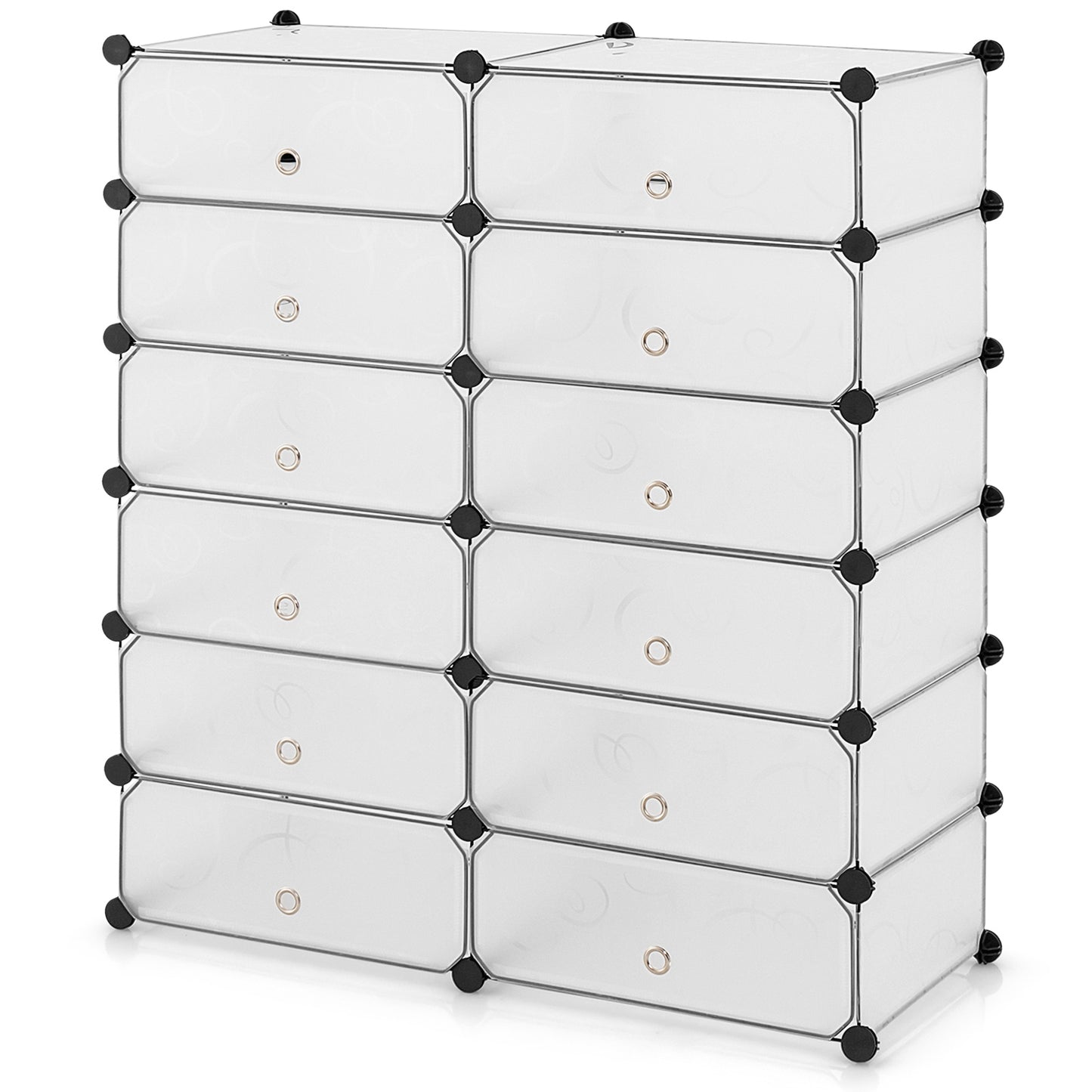 24 Pairs Shoe Rack Organizer with 12-Cube DIY Modular-Black