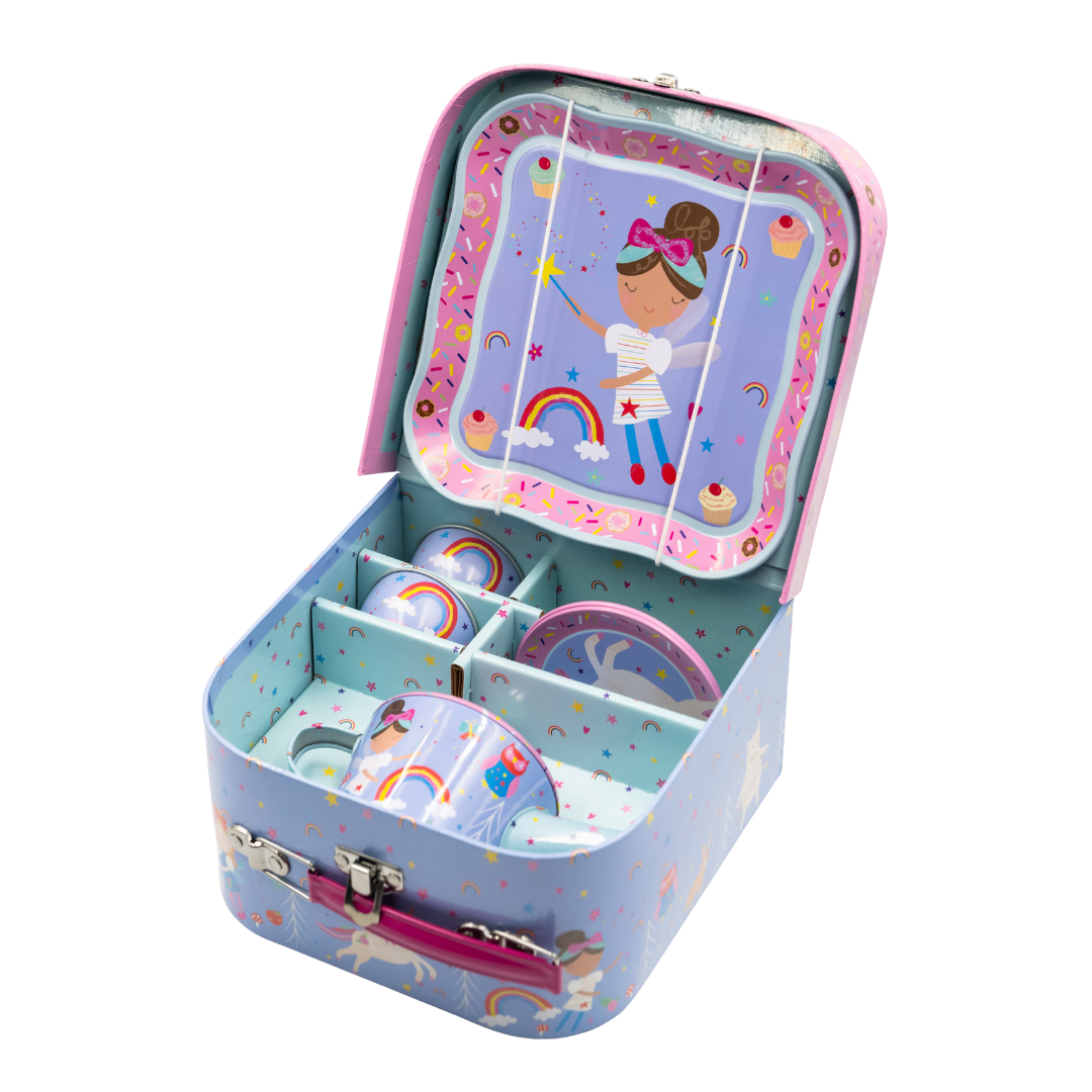 Tin Tea Set 7 Piece - Rainbow Fairy
