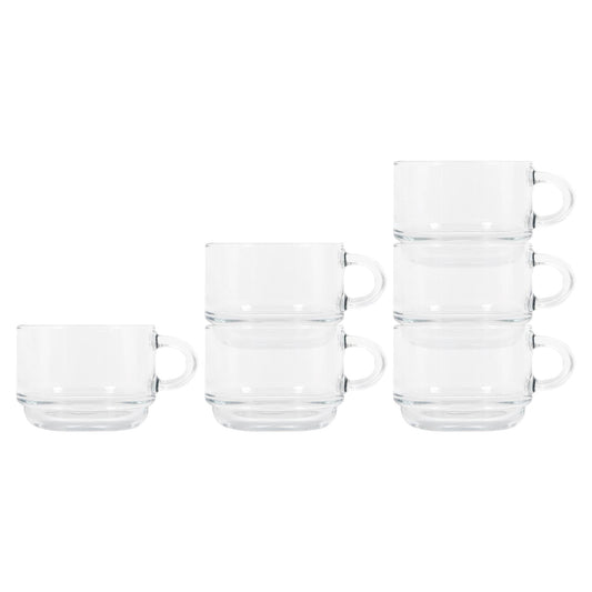 270ml Cozy Stacking Glass Coffee Cups - Pack of Six