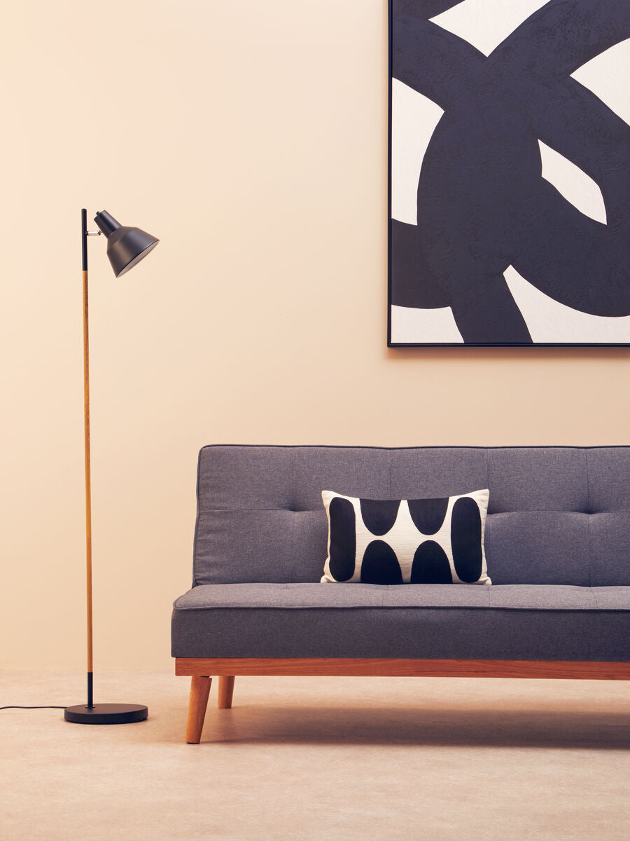 Bryant Black Metal and Wood Floor Lamp