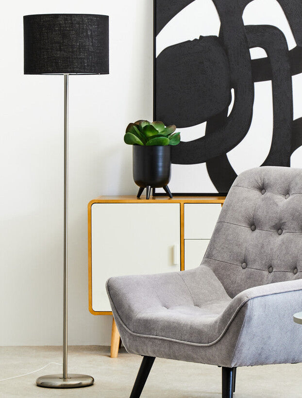 Forma Black Waffle Effect Shade Floor Lamp