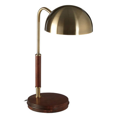 Sydnee Antique Brass Finish Task Lamp With Wood Base