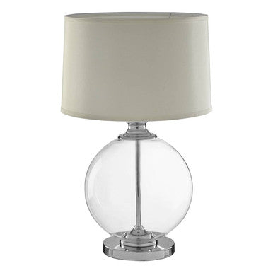 Small Round Glass Table Lamp  Ivory Silk Shade | Edna