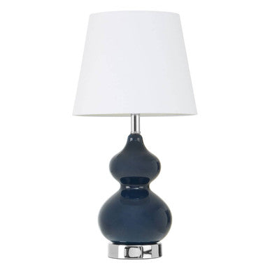 Heidy Blue Glass Table Lamp with White Shade