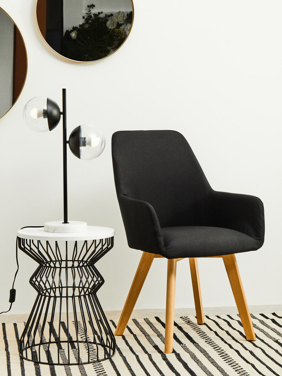 Revive Two Light Black Metal and Marble Table Lamp