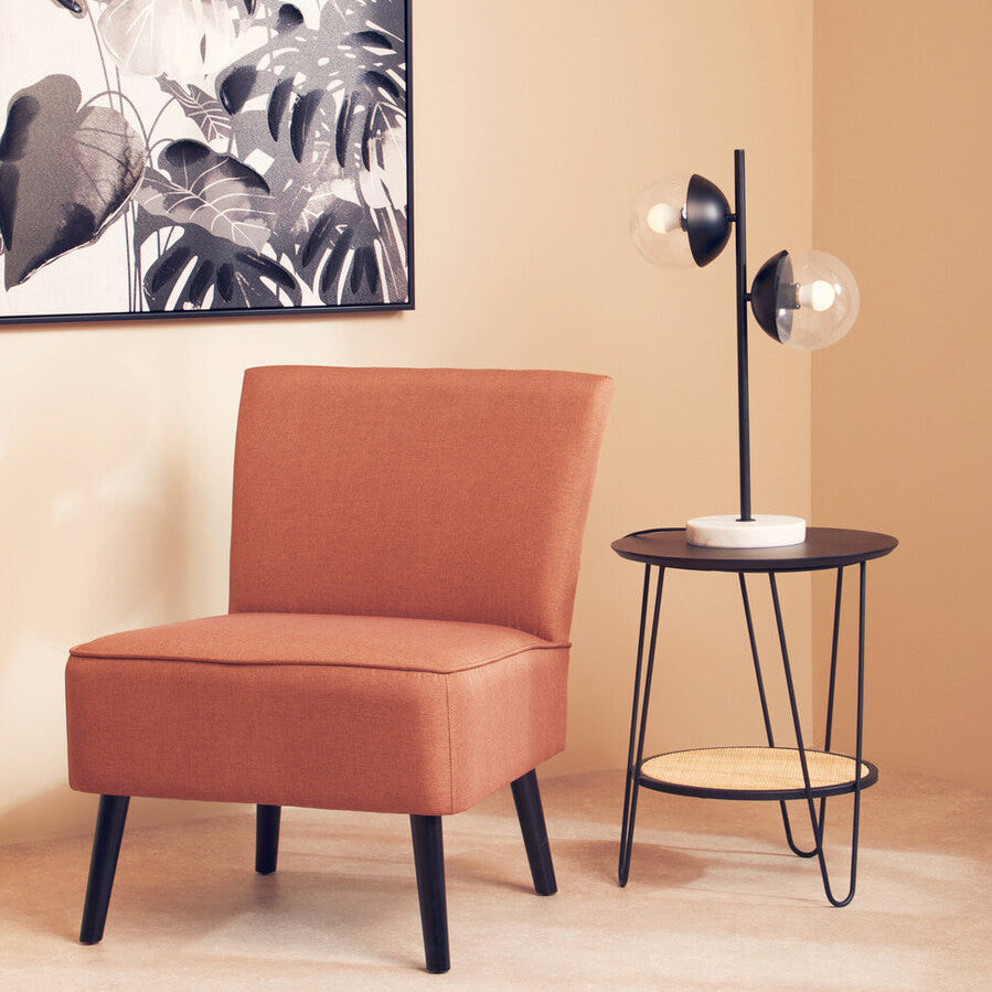 Revive Two Light Black Metal and Marble Table Lamp