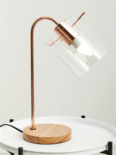Shiny Copper Curved Table Lamp | Stockholm