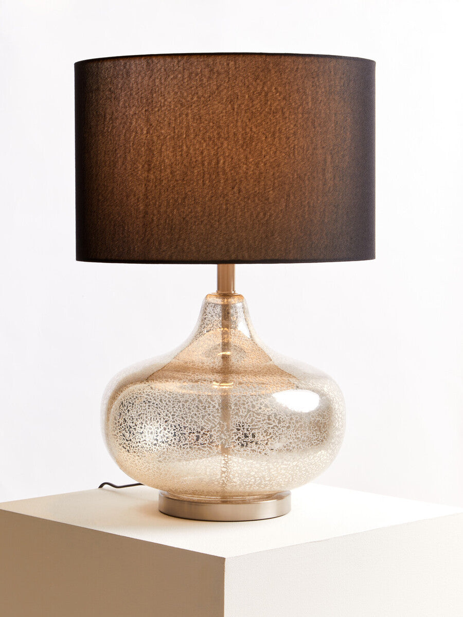 Luz Silver Glass with Black Shade Table Lamp