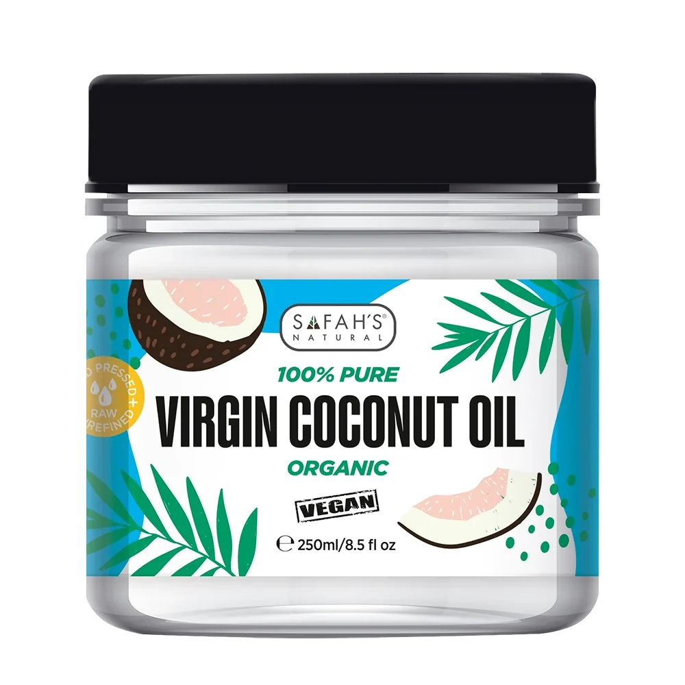 Safah's Natural 100% Pure Virgin Coconut Oil | Organic Deep Hydration for Hair & Skin