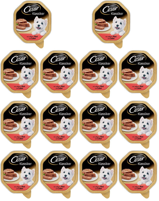 14 x Cesar Classic Terrine Dog Food Tray Chicken & Turkey In Loaf 150G