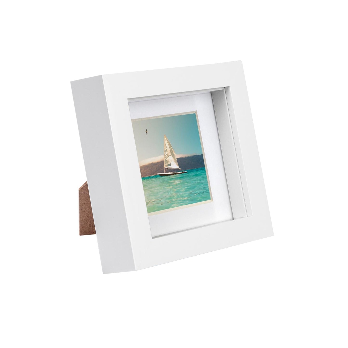 4" x 4" White 3D Box Photo Frame with 2" x 2" Mount