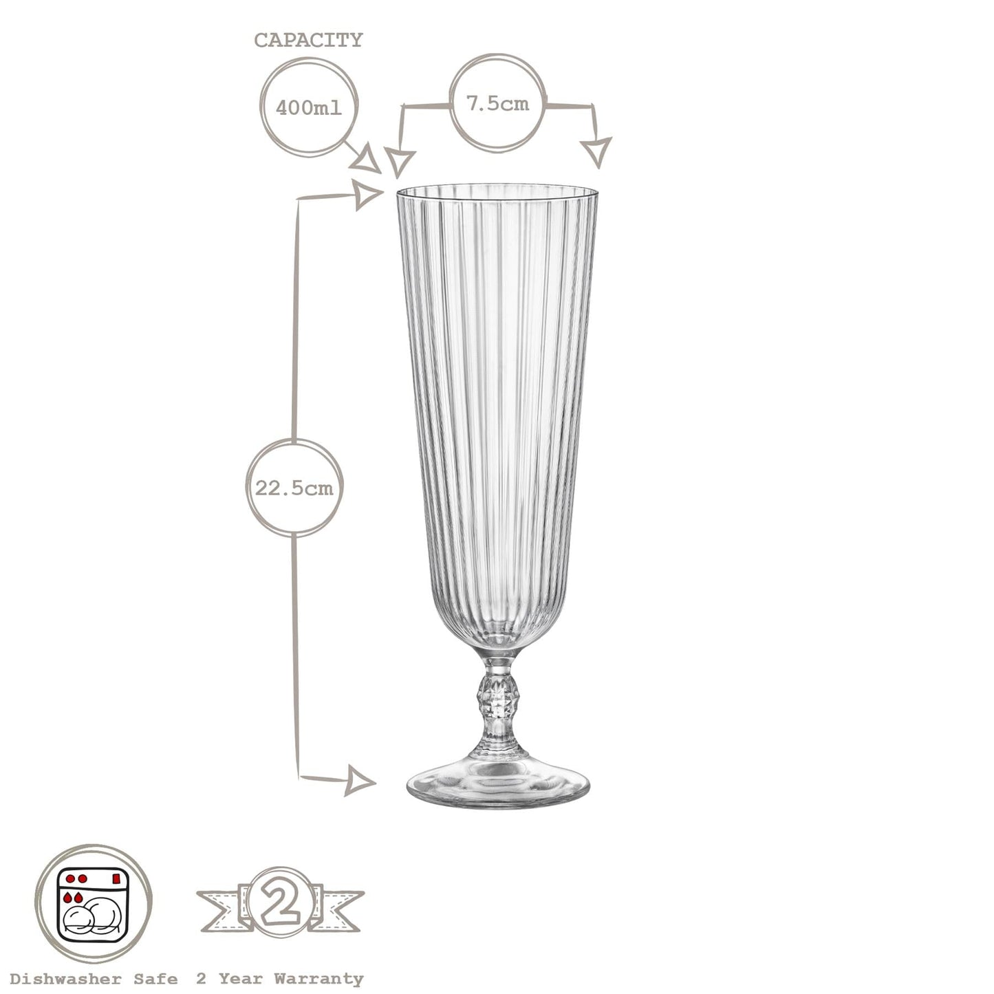 400ml America '20s Sling Cocktail Glasses - Pack of 6