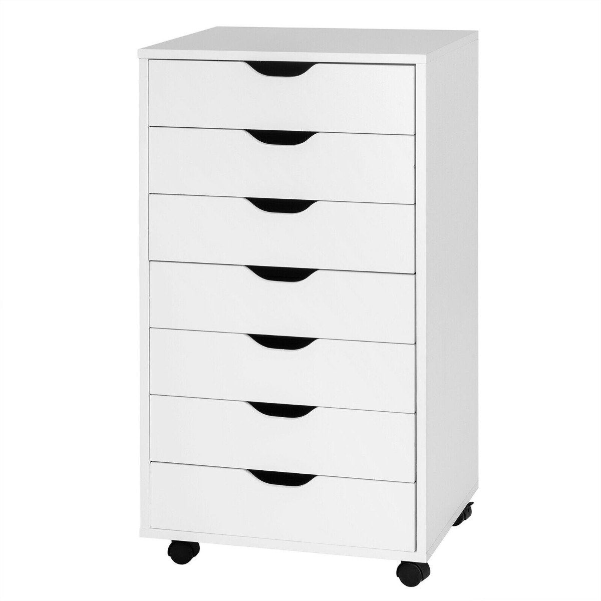 Mobile File Cabinet on Wheels with 7 Drawers-Black