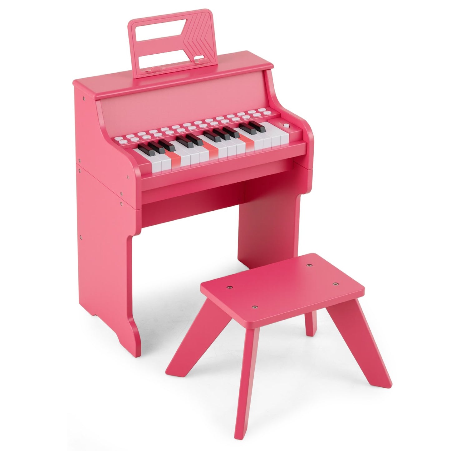 25 Lighted Keys Kids Piano Keyboard with Stool and Adjustable Speed-Black
