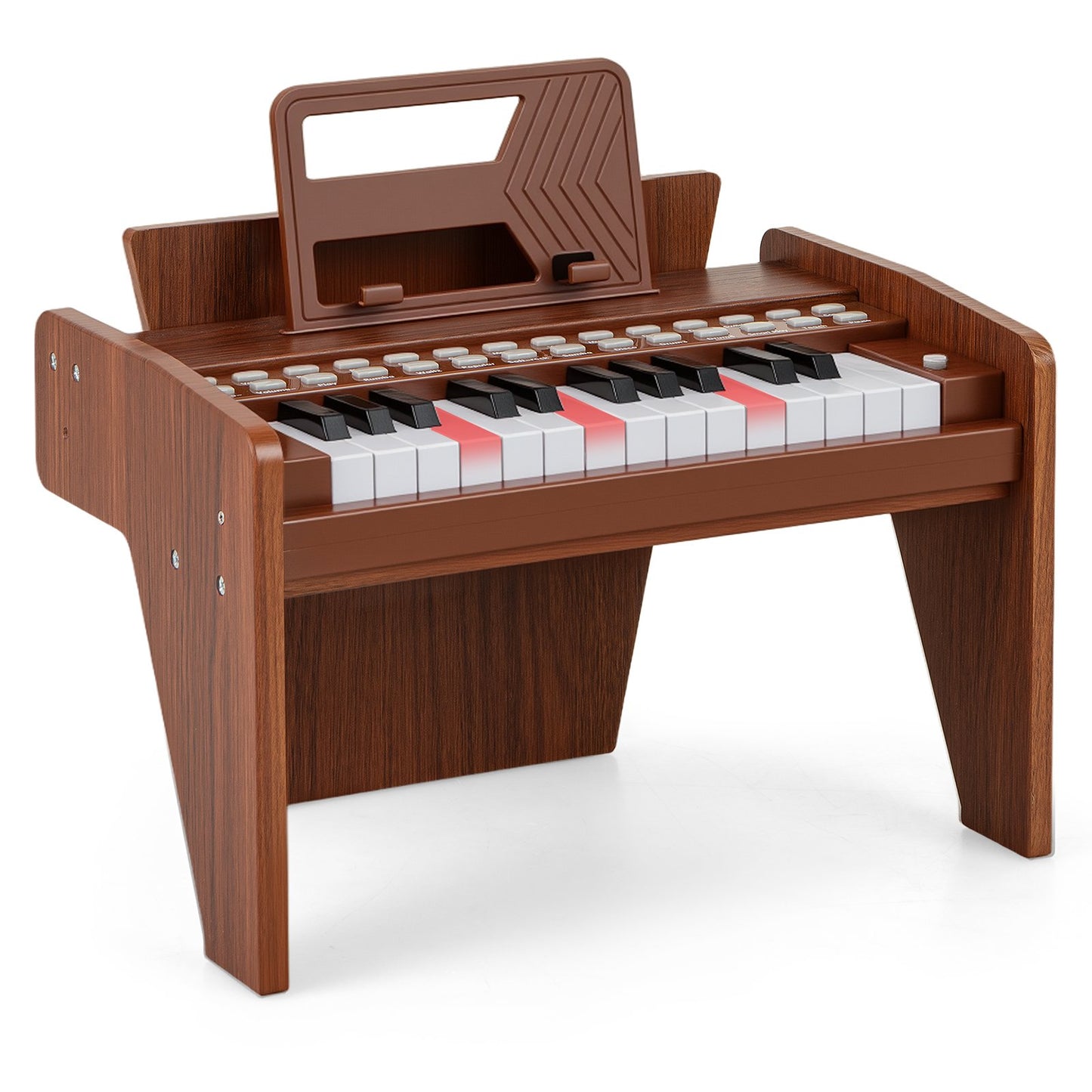 25 Lighted Keys Kids Piano Keyboard Mini Digital Piano Wooden Toy-Black