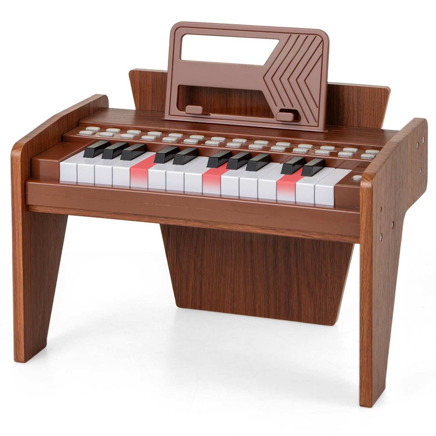 25 Lighted Keys Kids Piano Keyboard Mini Digital Piano Wooden Toy-Black