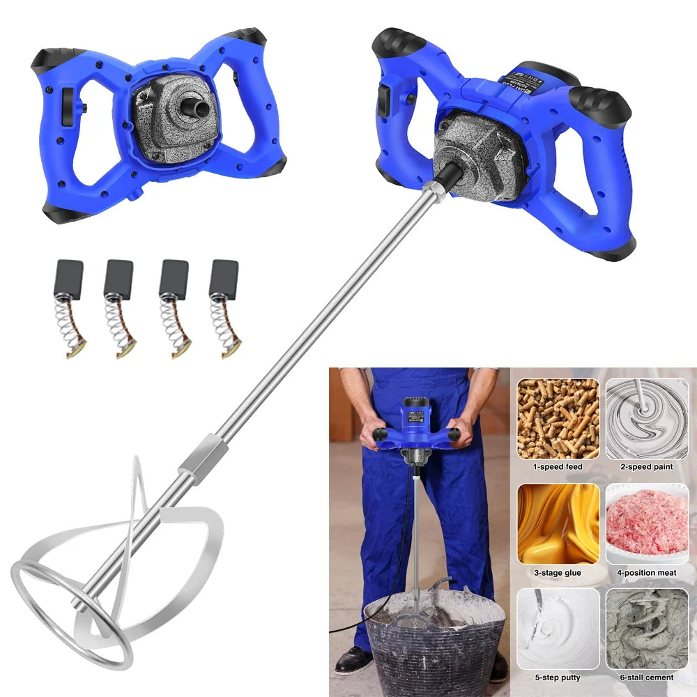 2600W Portable Electric Cement Paddle Mixer 6 Speed Handheld Grout Paint Mortar