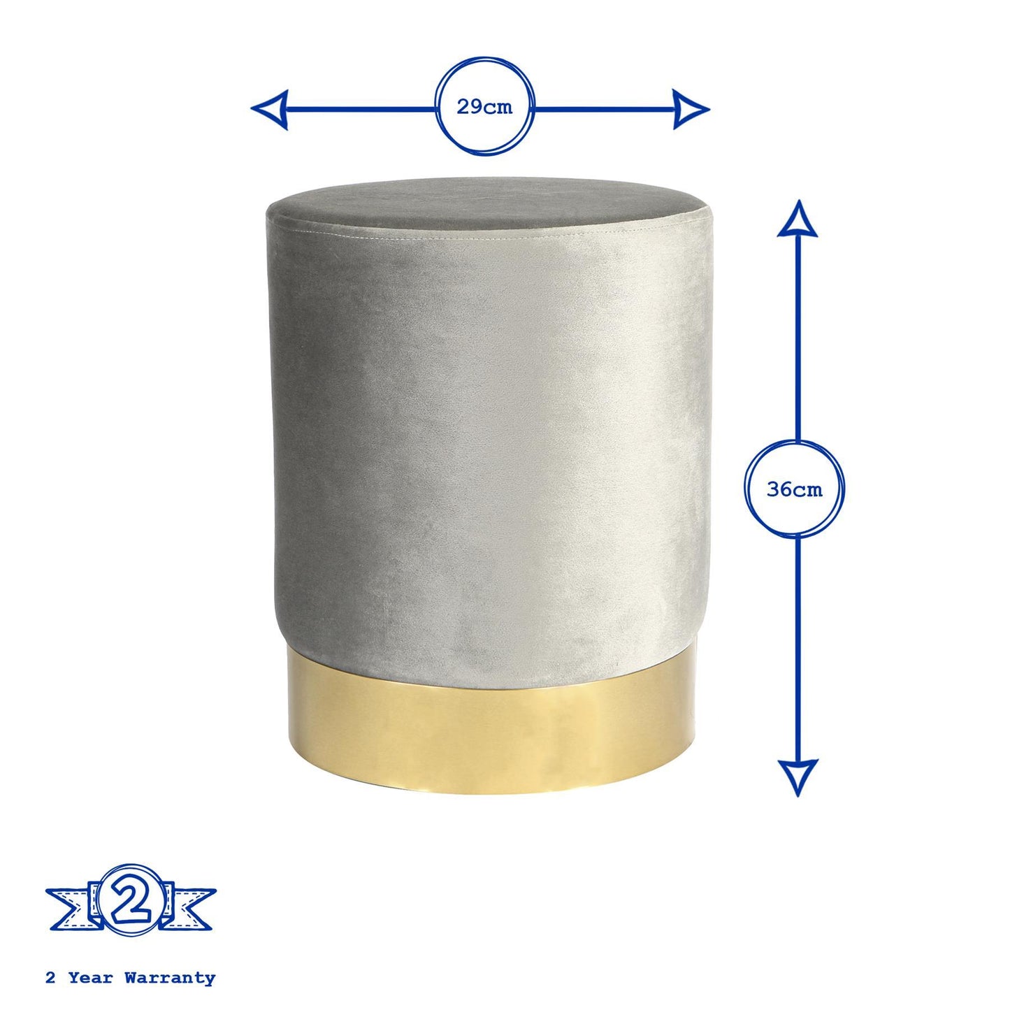 Round Velvet Footstool