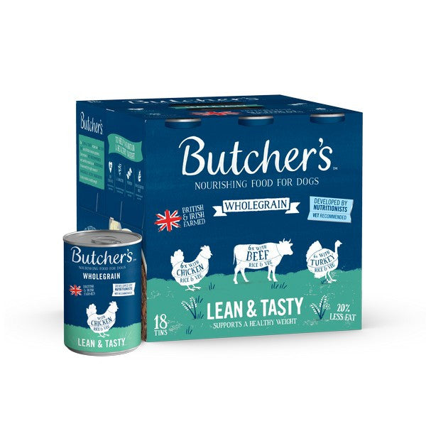 Butcher's Lean & Tasty Low Fat Dog Food Cans – 18 x 390g