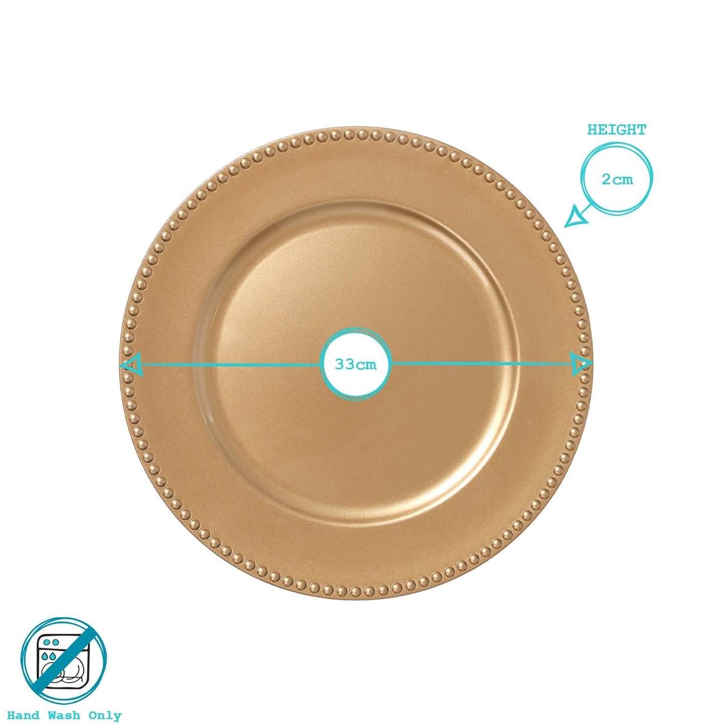Round Beaded Charger Plates - 33cm - Pack of 6