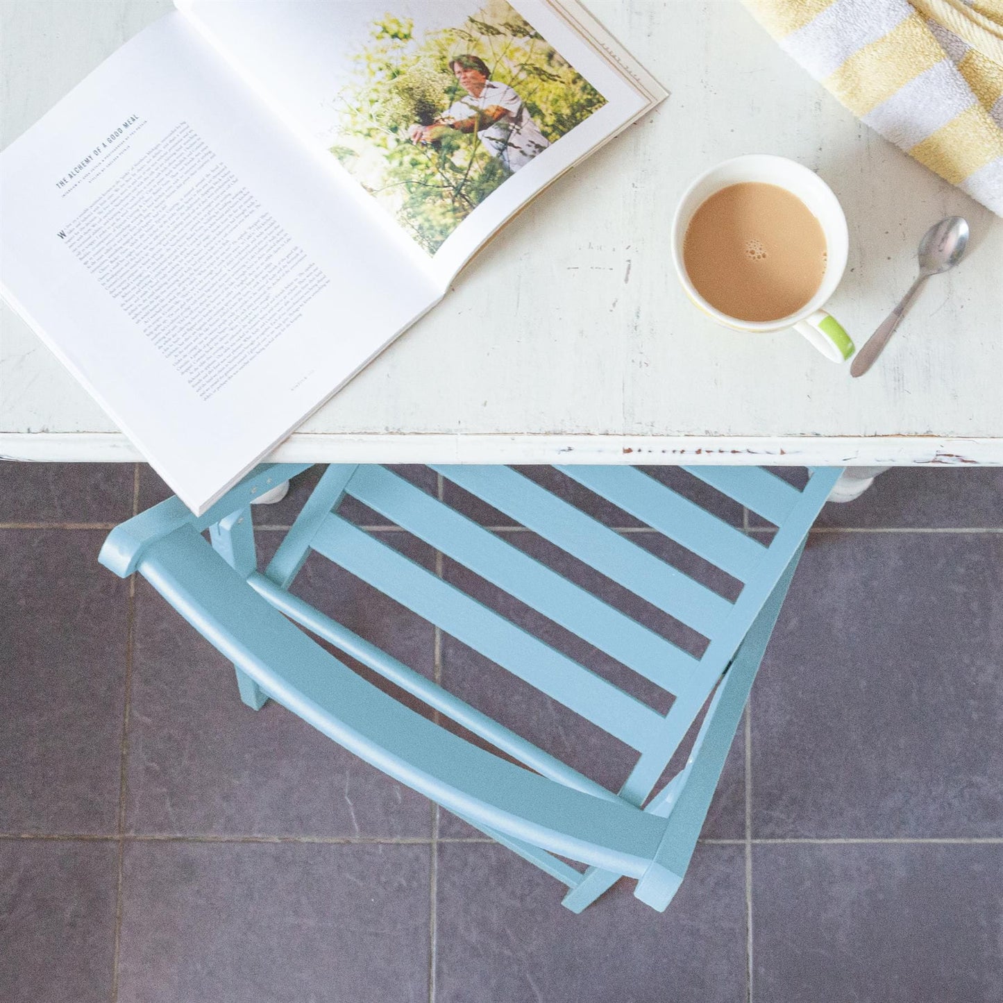 Light Blue Beech Wood Folding Chair