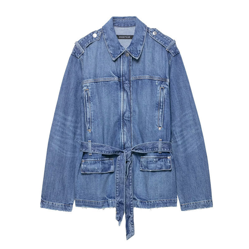 Long Denim Jacket & High Waist Curl Jeans Set | Modest Denim Co-ord