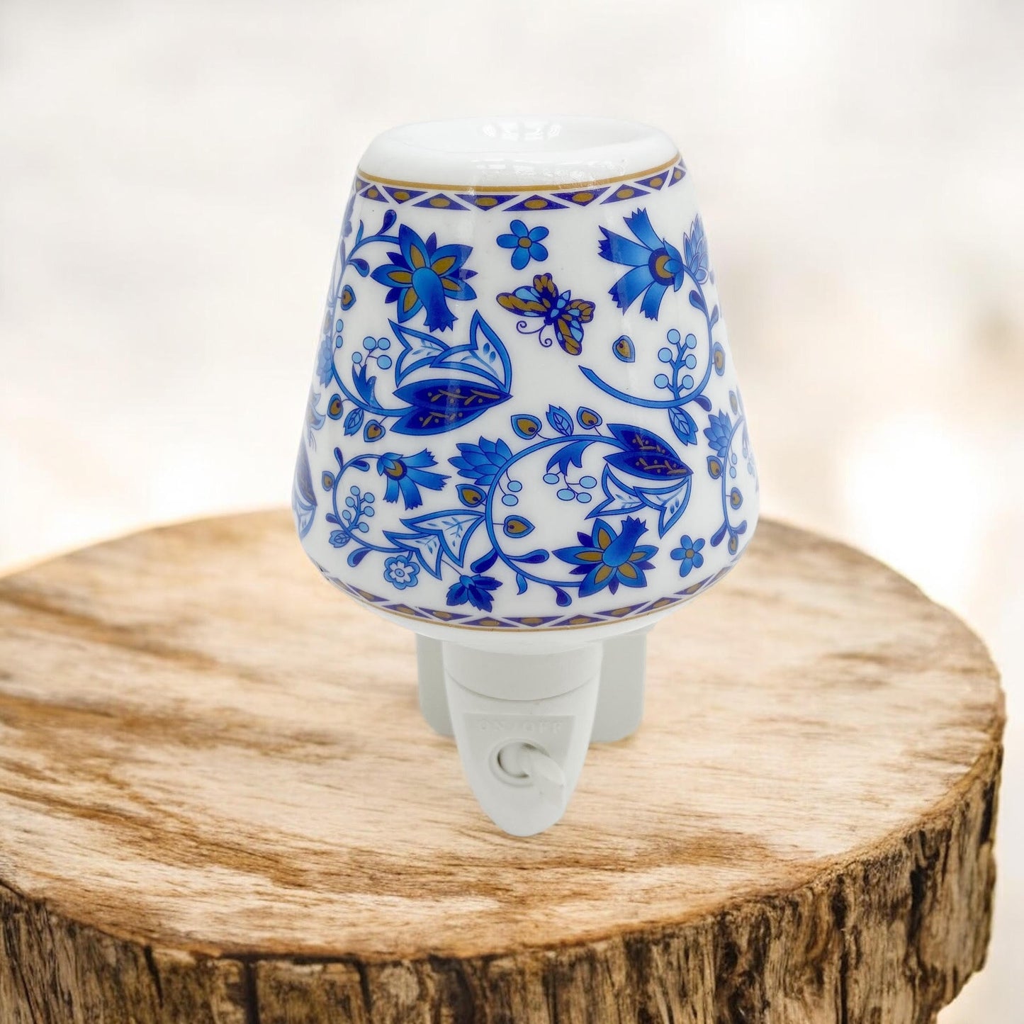 8 INCH FLORAL LED NIGHTLIGHT BLUE FLOWERS AND BUTTERFLIES