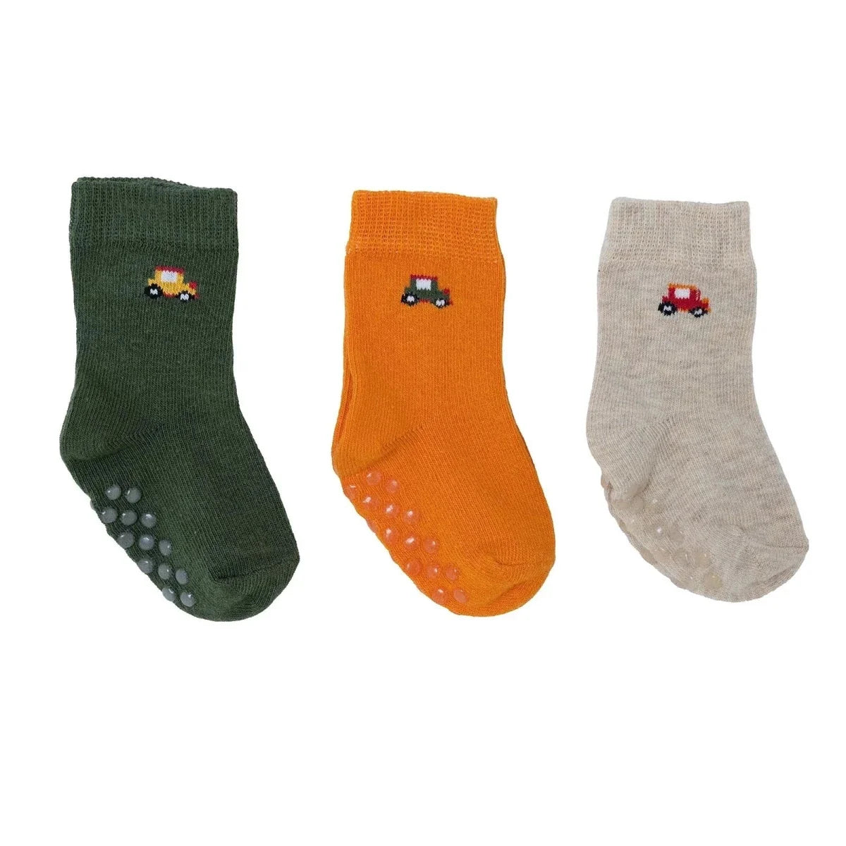 HelloBaby Car Print 3 Pack Non-Slip Baby Socks (Newborn to 3-4 Years)