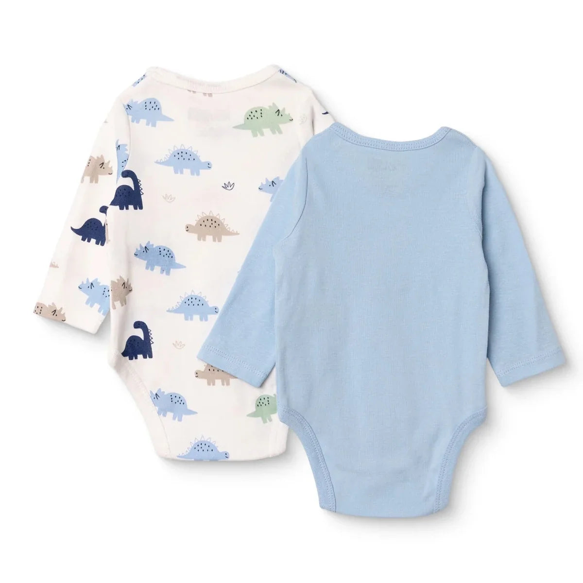 HelloBaby 2 Pack Dinosaur Print Long Sleeve Baby Bodysuits (1-3 Months to 2-3 Years)