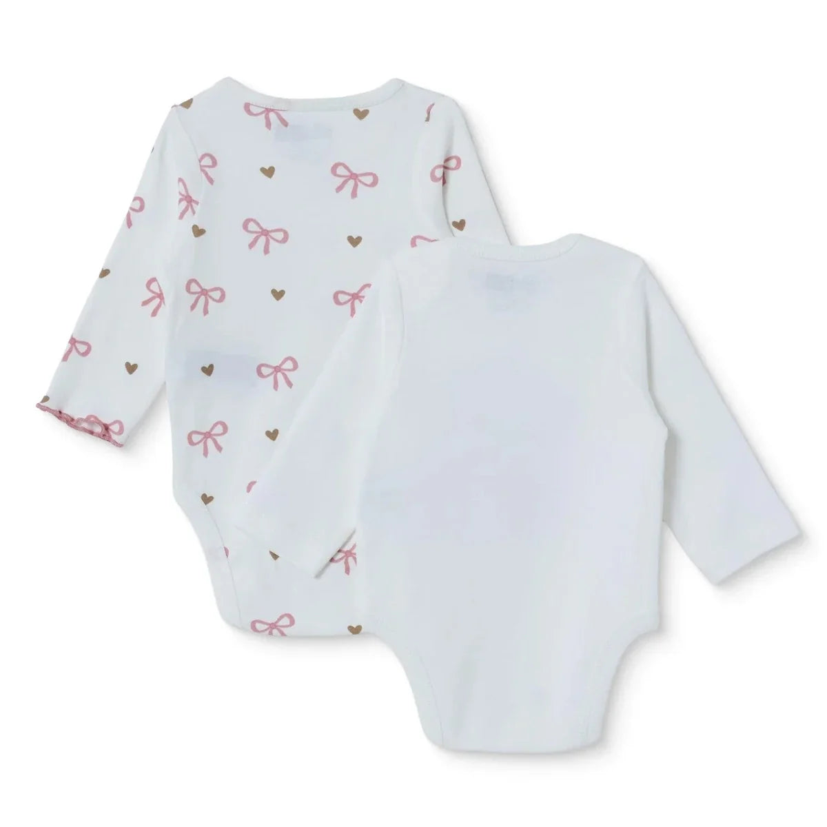 HelloBaby 2 Pack Heart Print Long Sleeve Baby Bodysuits (1-3 Months to 2-3 Years)