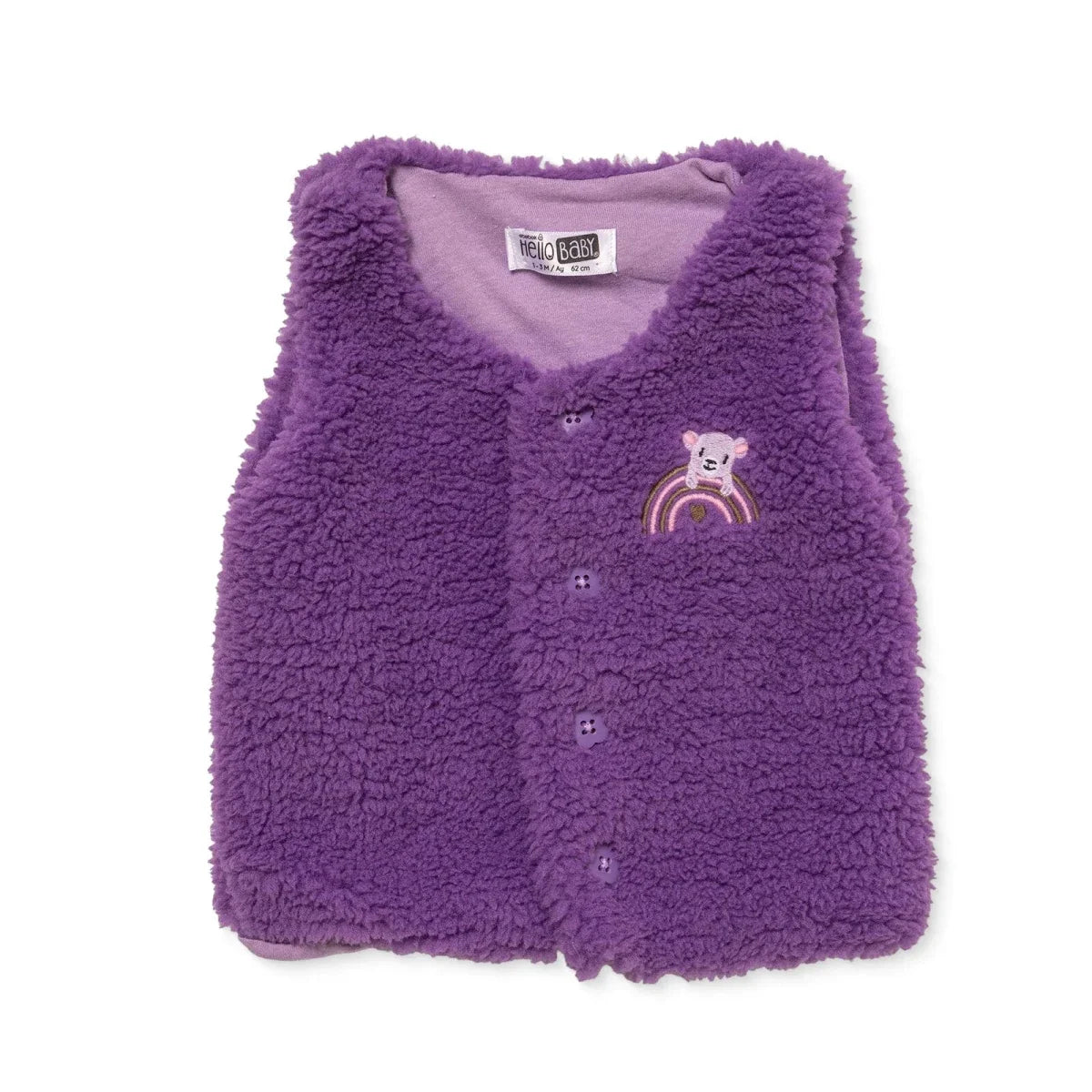 HelloBaby Bear Print Buttoned Fleece Baby Gilet (1-3 Months to 12 Months)