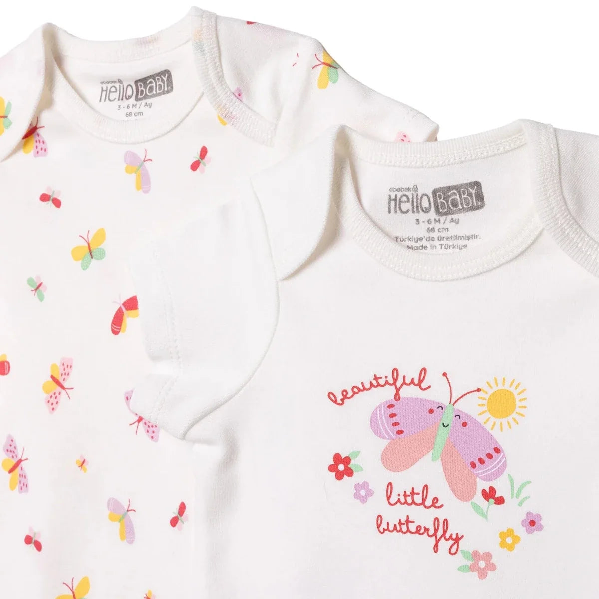 HelloBaby 2 Pack Envelope Neck Short Sleeve Baby Bodysuits (1-3 Months to 2-3 Years)