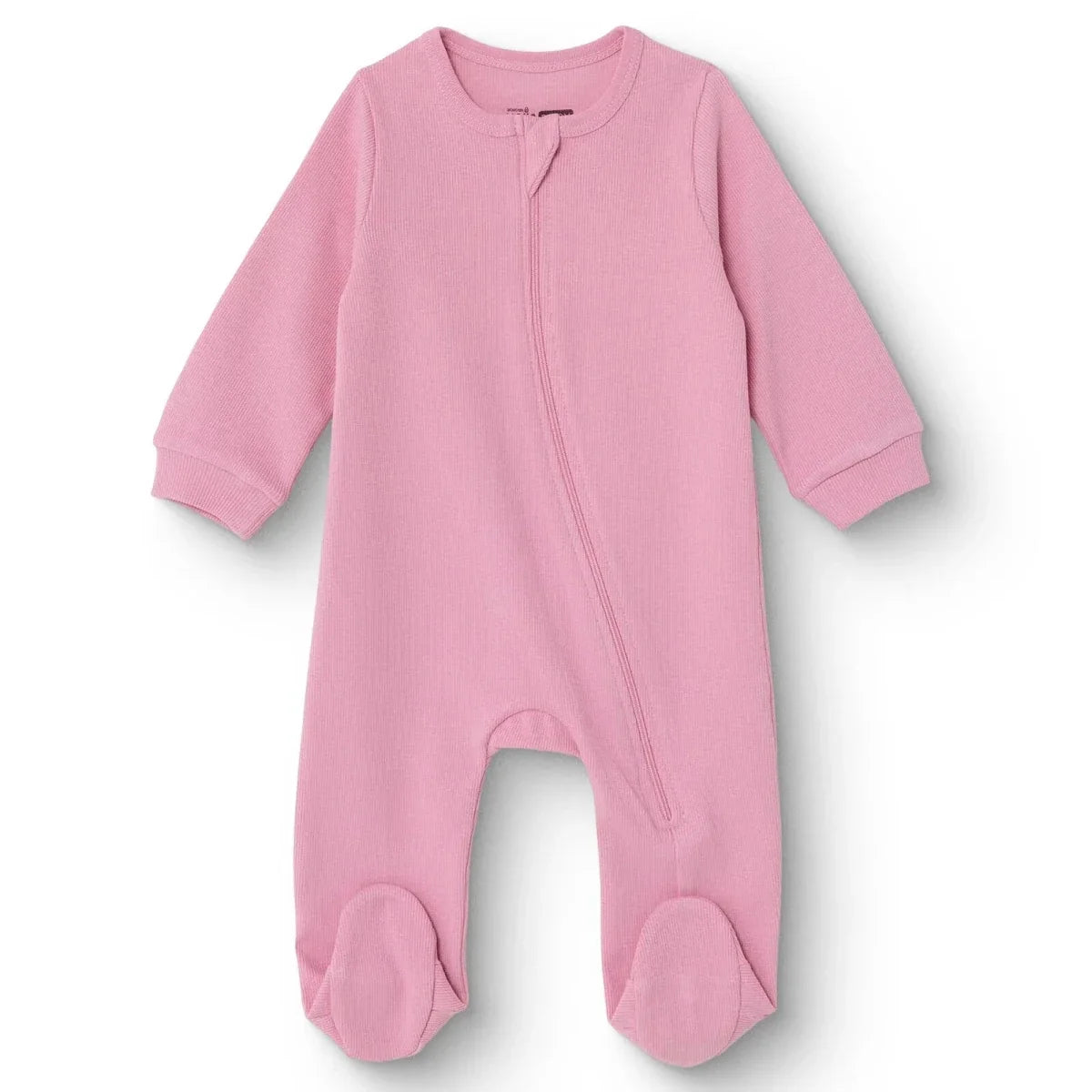 HelloBaby Girls Footed Sleepsuit Zip Fastening Crew Neck Full Length Long Sleeve - Pink