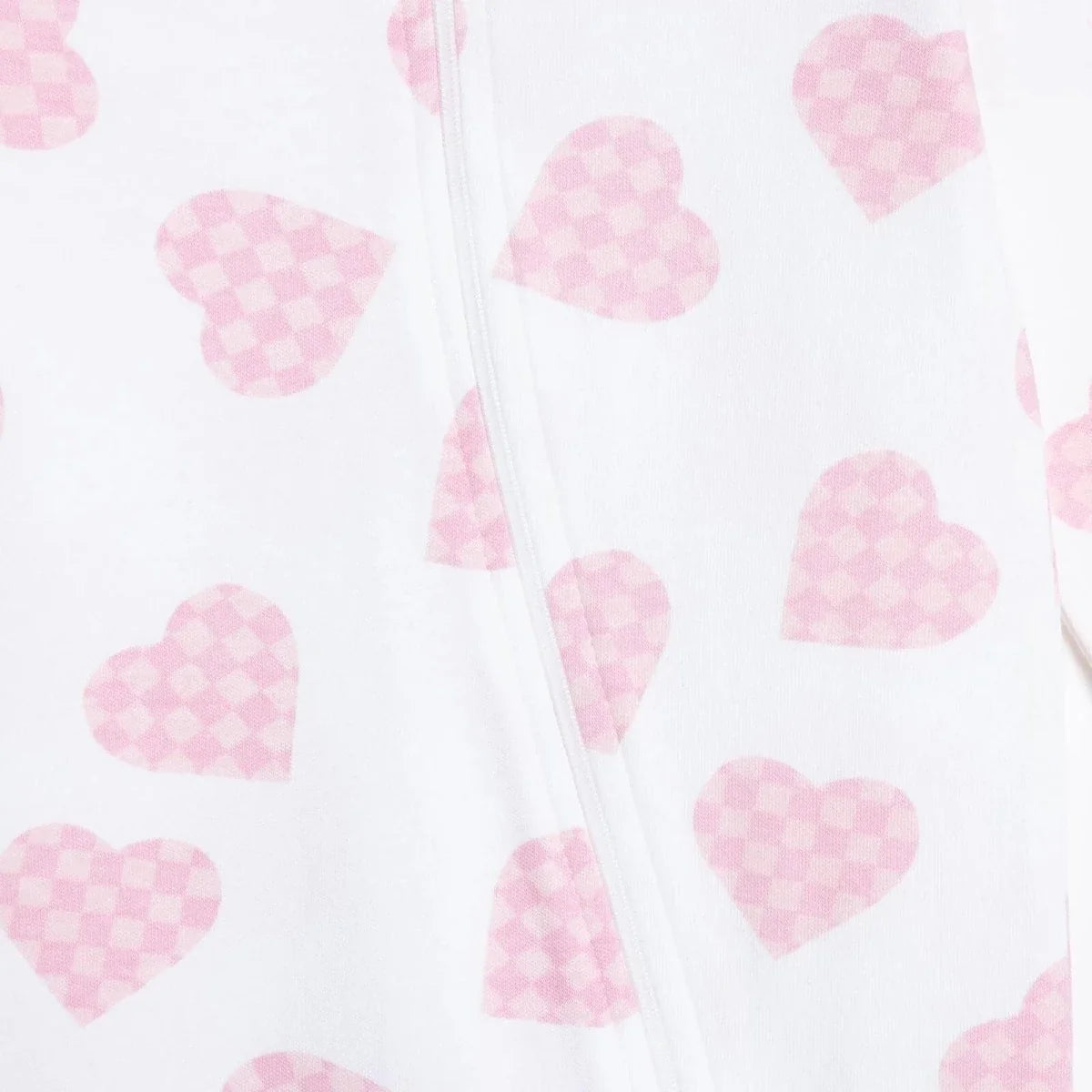 HelloBaby Girls Footed Sleepsuit Heart Print Zip Fastening Crew Neck Full Length Long Sleeve - Ecru Printed