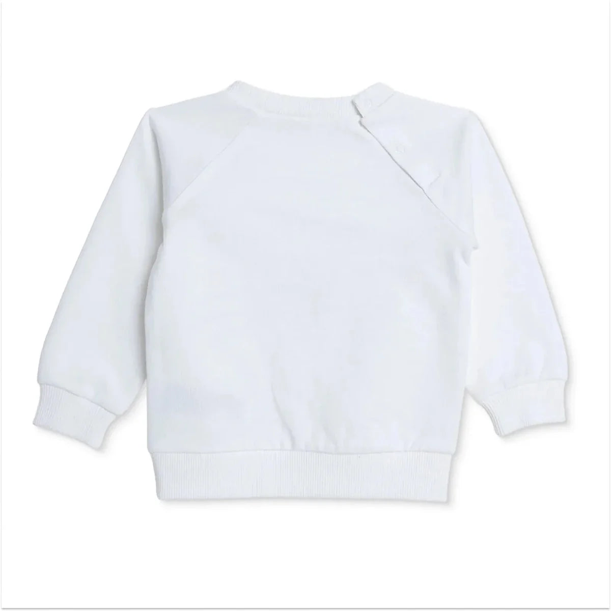 HelloBaby Girls Sweatshirt Animal Print Snap Fastening Crew Neck Long Sleeve - Ecru